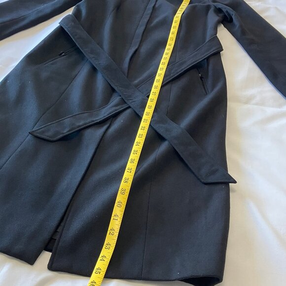 Kensie | Long Black Dress Coat Overcoat with Zipper/ Belt Closure | Size M - Picture 9 of 16